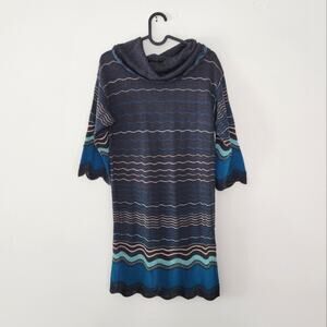 M Missoni Cowl Neck Chevron Knit Tunic Dress